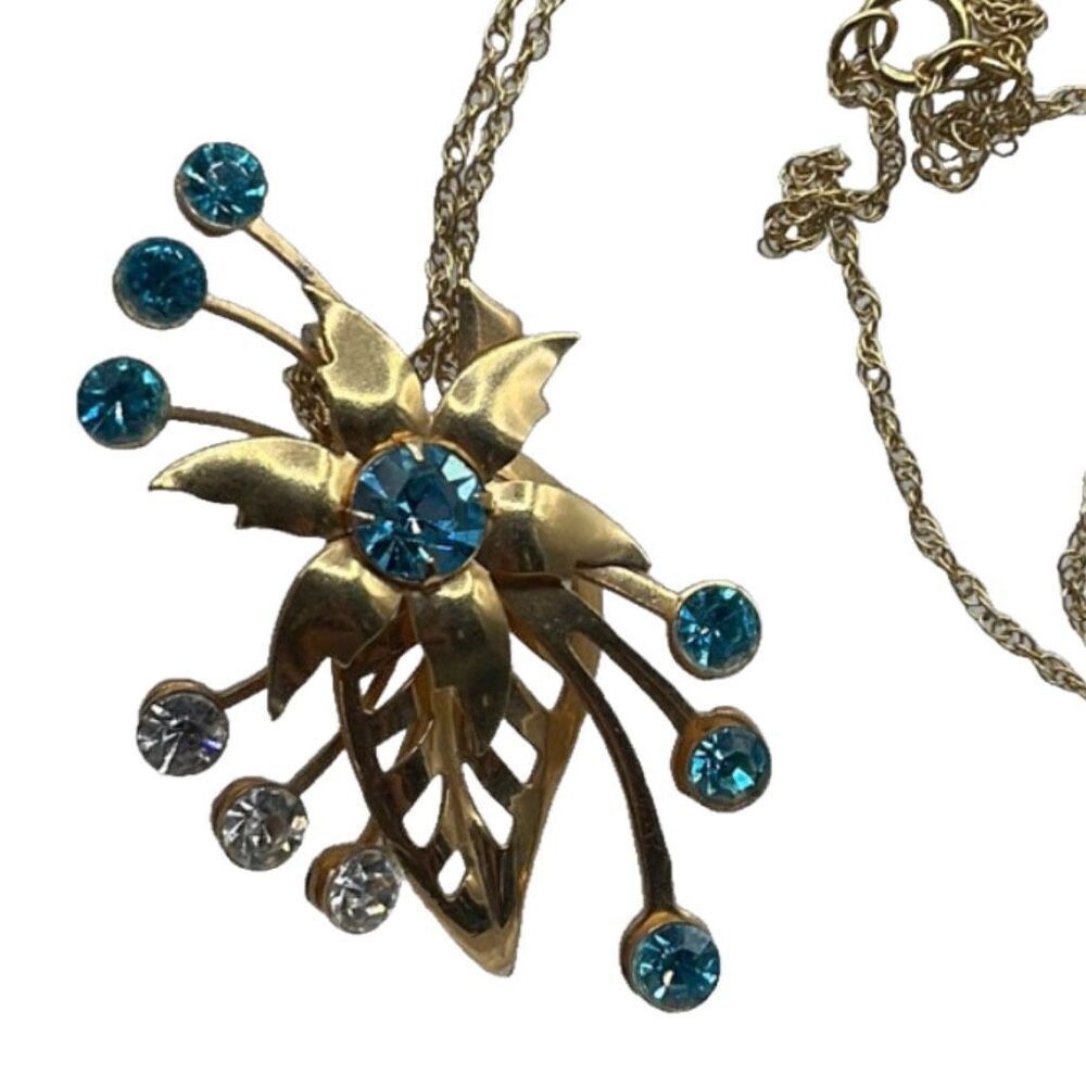 Vintage flower spray 1/20th 14K gold chain and pendant.